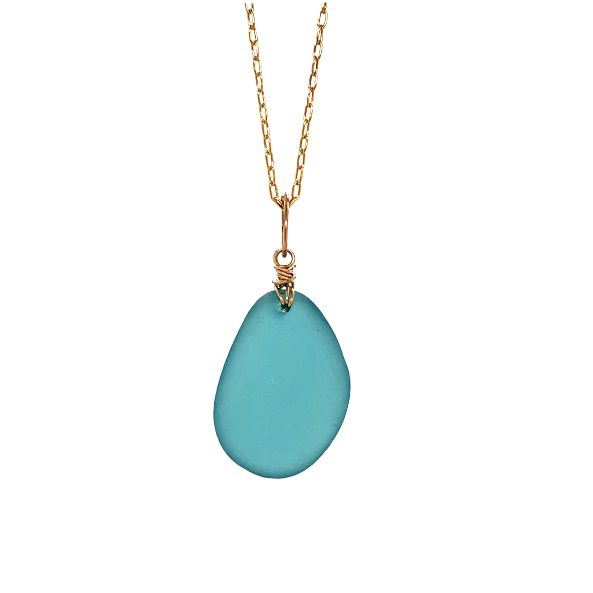 Turquoise Sea Glass Gold Necklace