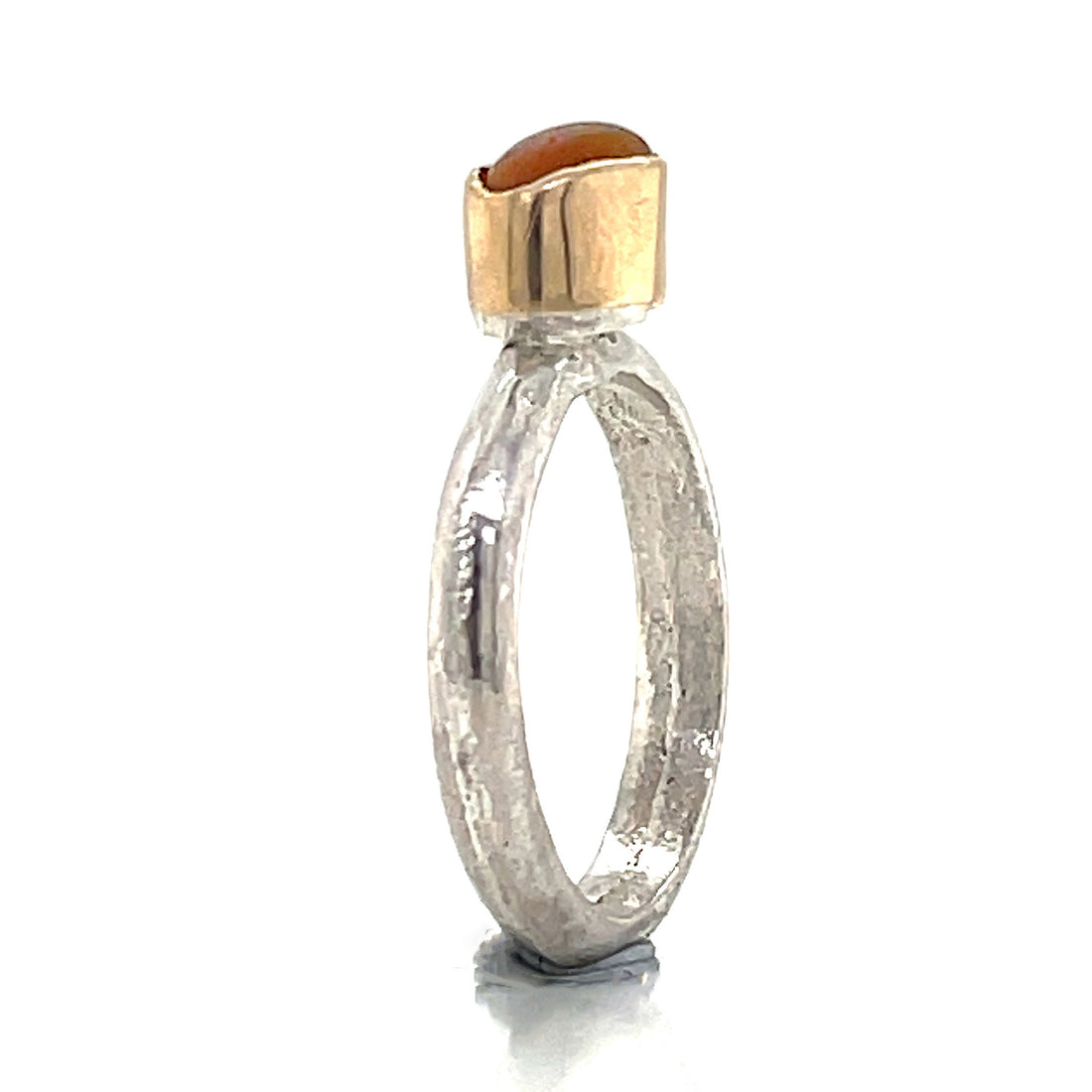 amber seaglass ring, bezel set ring made in australia
