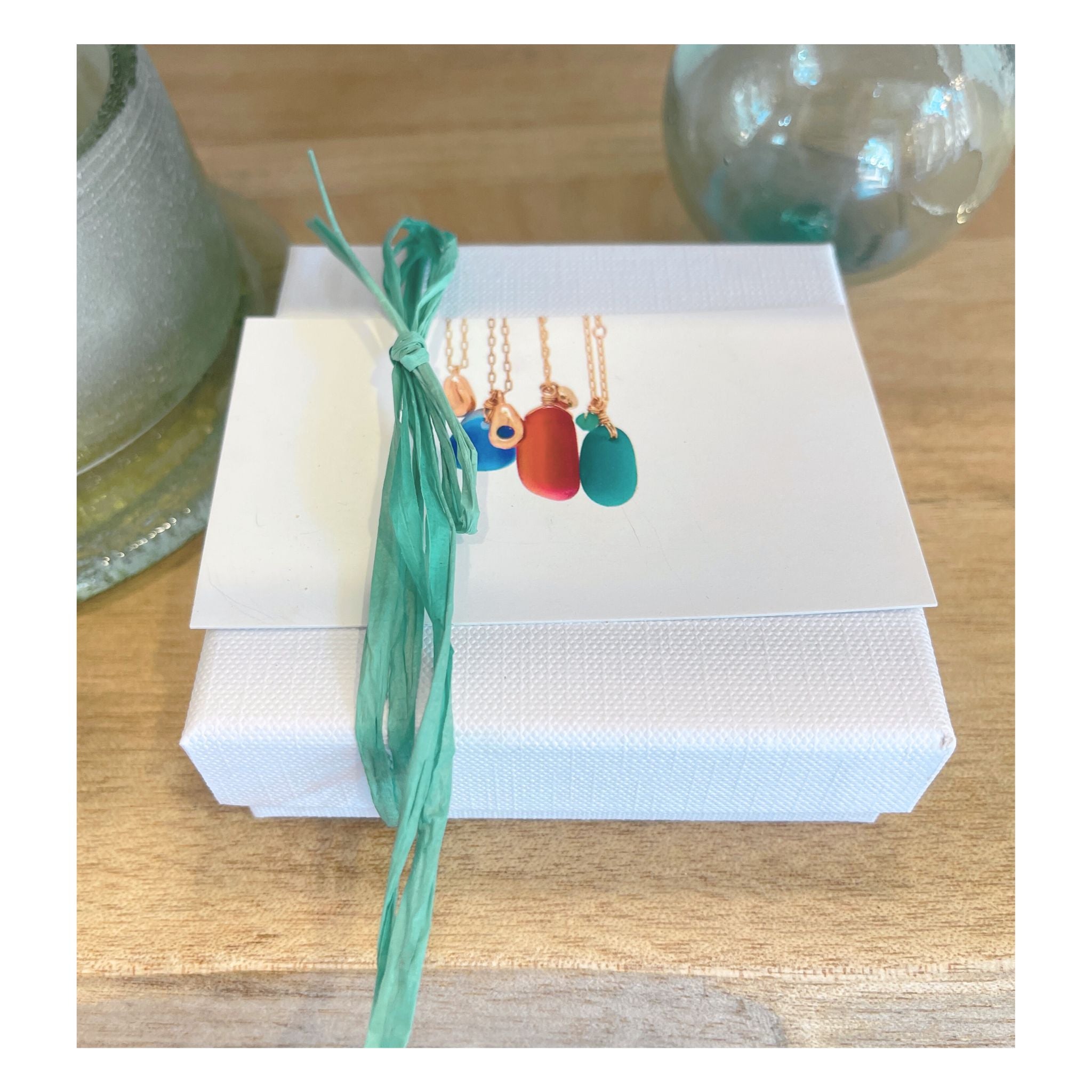 Clear Sea Glass Circle Gold Earrings