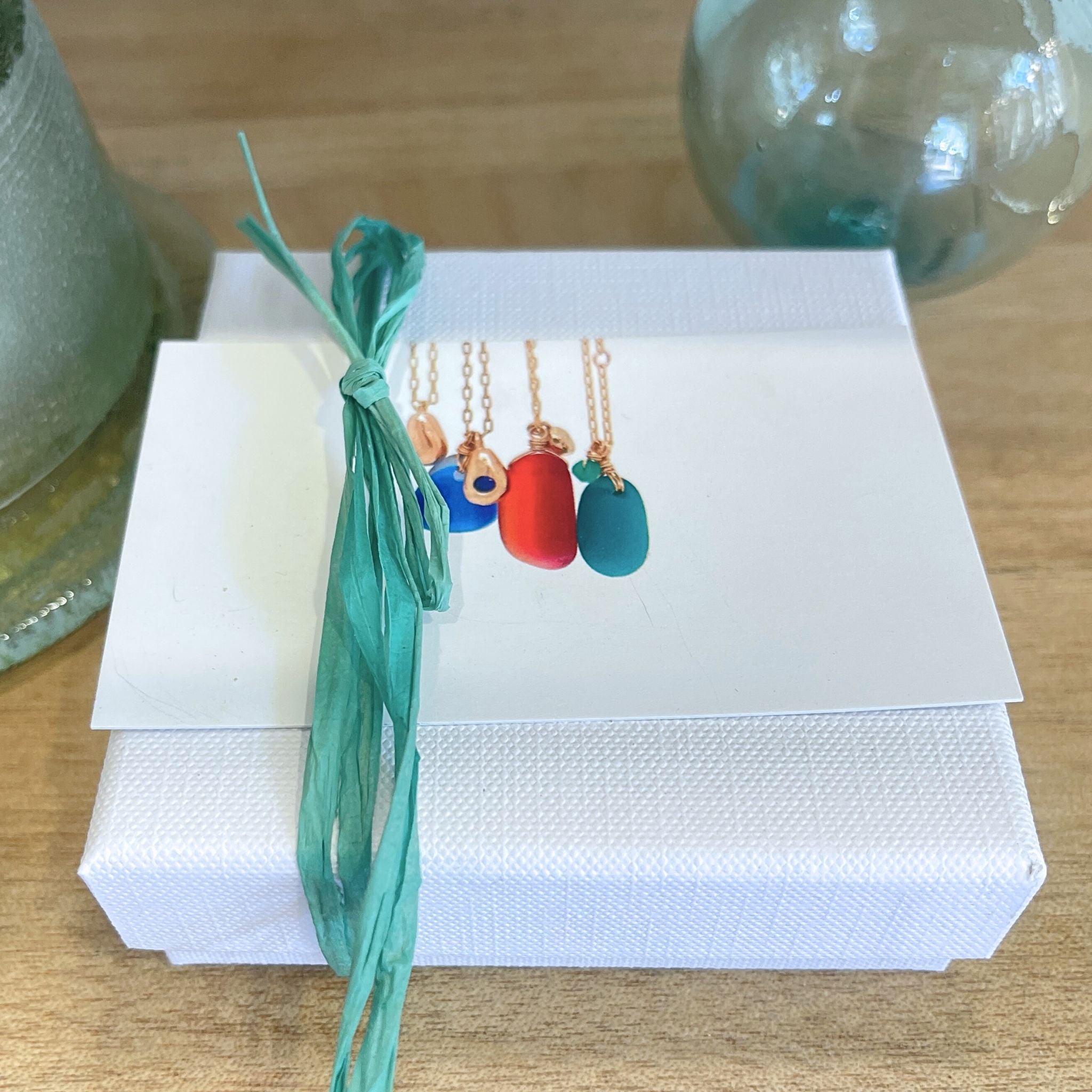 Turquoise Sea Glass Gold Necklace