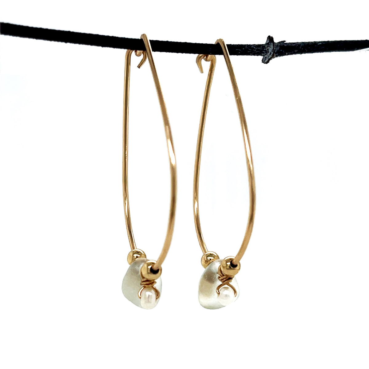 pearl gold hoops