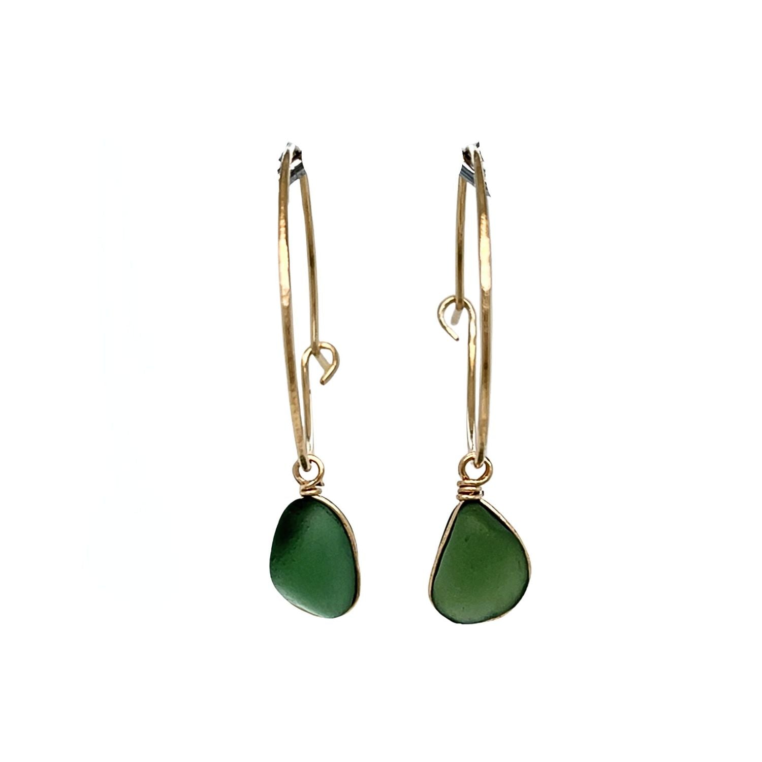 Handcrafted green sea glass earrings
