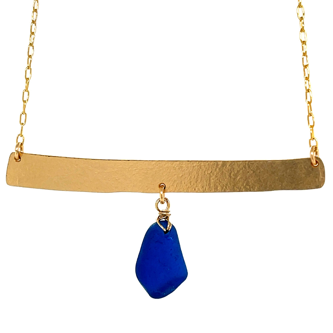blue bar gold necklace