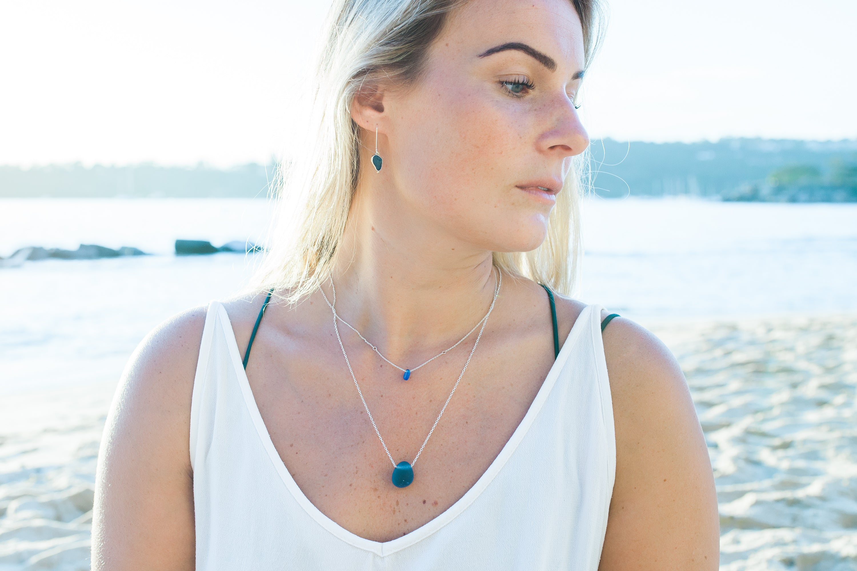 sterling silver sea glass earrings made in australia
