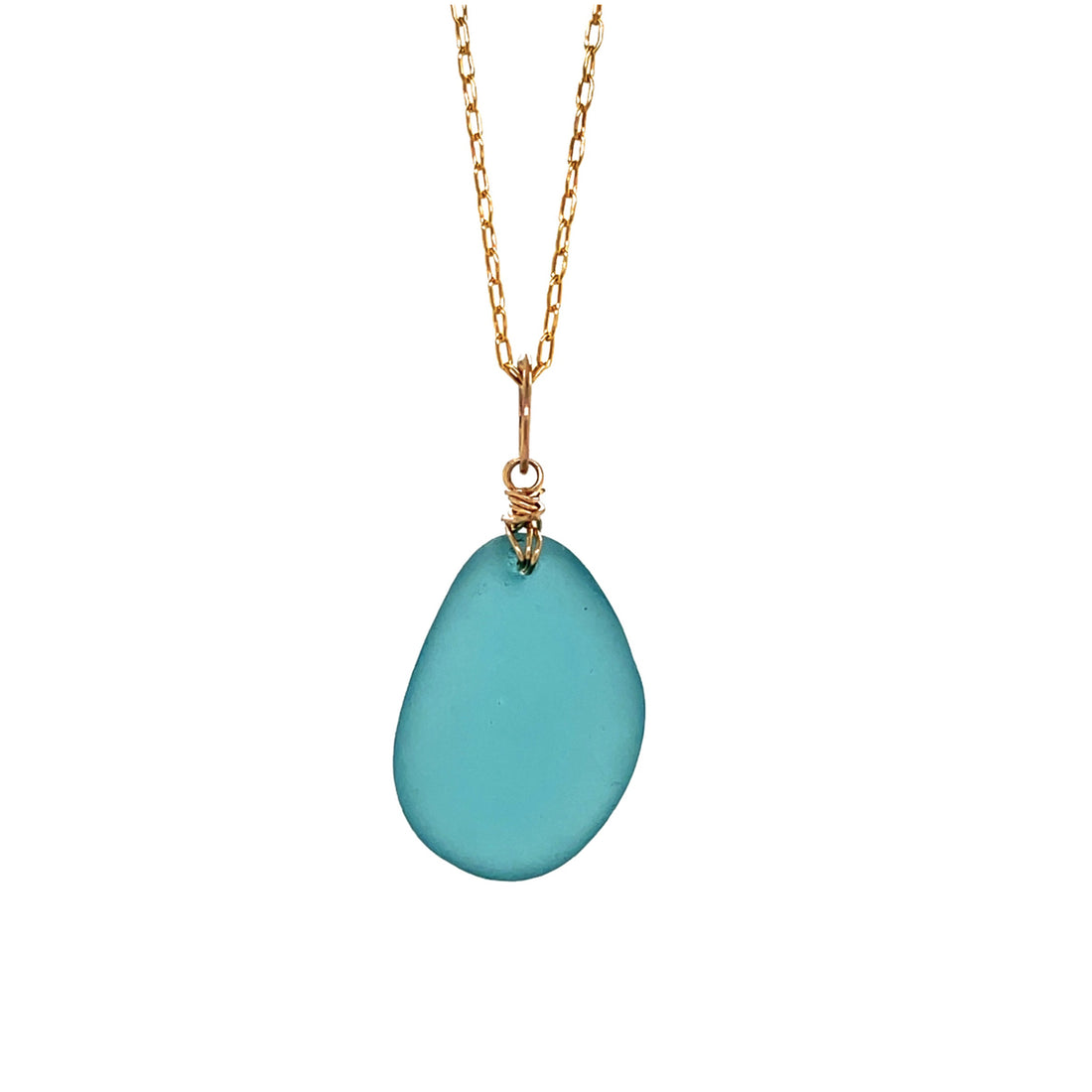 Turquoise Sea Glass Gold Necklace
