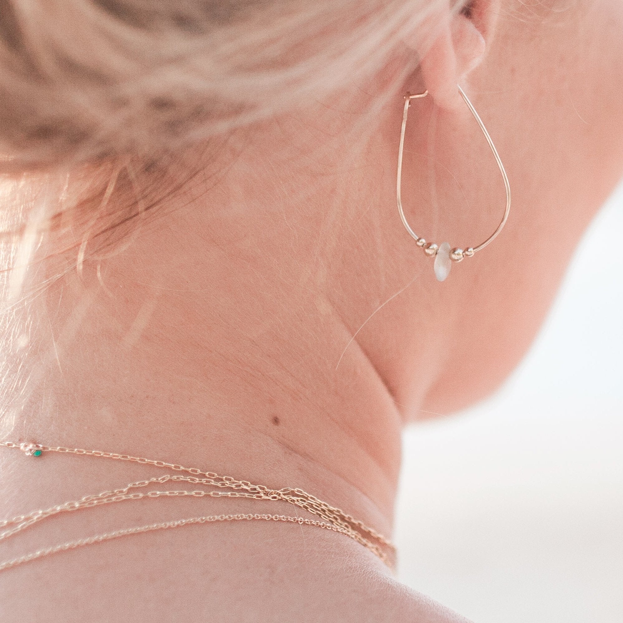 Cornflower Blue Sea Glass Hoop Earrings