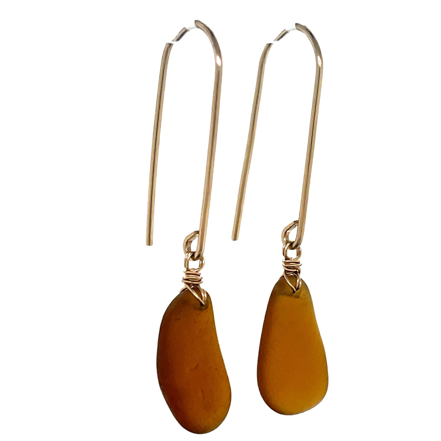 amber seaglass gold earrings handmade earrings australia