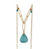 Gold paperclip chain necklace with turquoise sea glass pendant