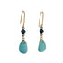 Turquoise sea glass chandelier earrings with oxidised silver and gold
