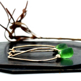 green earrings gold hoops