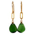 Elegant green glass matte gold rectangle earrings