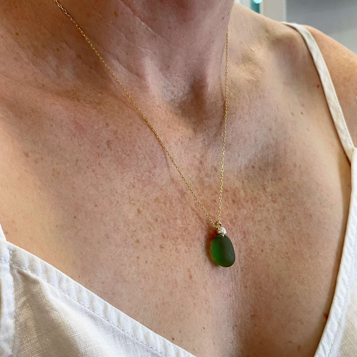 green pearl necklace
