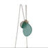 Aqua sea glass necklace with pearl and hammered silver disc