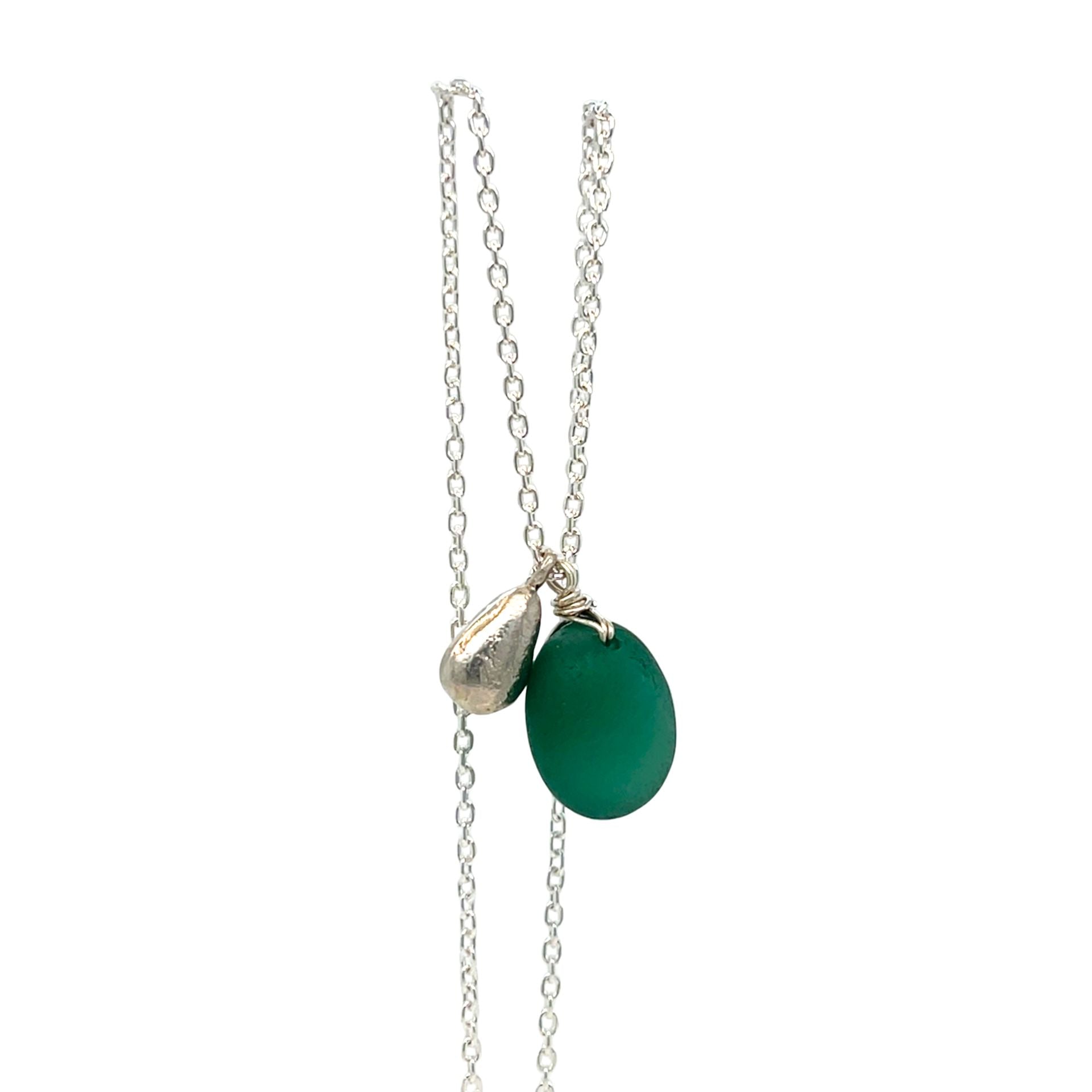 Green Sea Glass Silver Necklace
