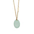 Seafoam sea glass necklace on a fine gold-filled chain with a freshwater pearl detail, handmade coastal jewellery.
