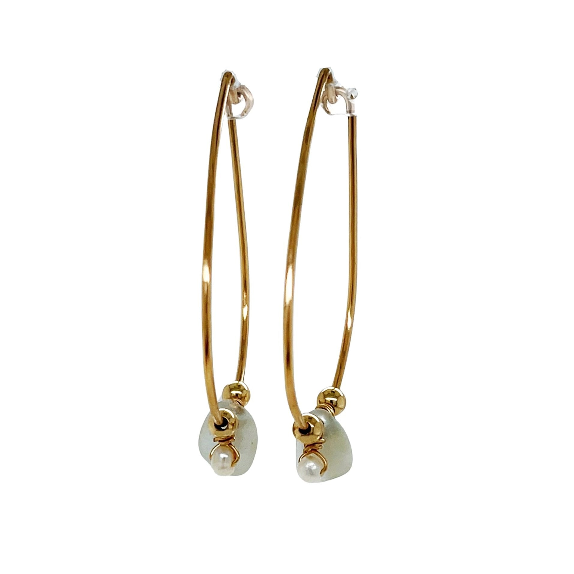 pearl hoops gold earrings