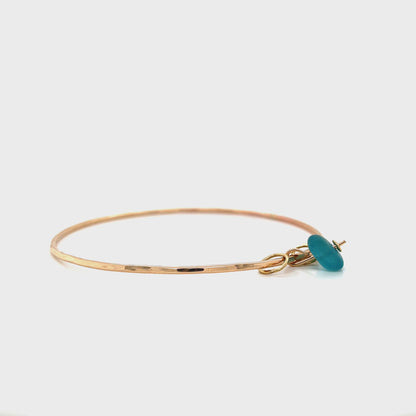 Turquoise Handcrafted 14ct Gold Filled Sea Glass Charm Bangle
