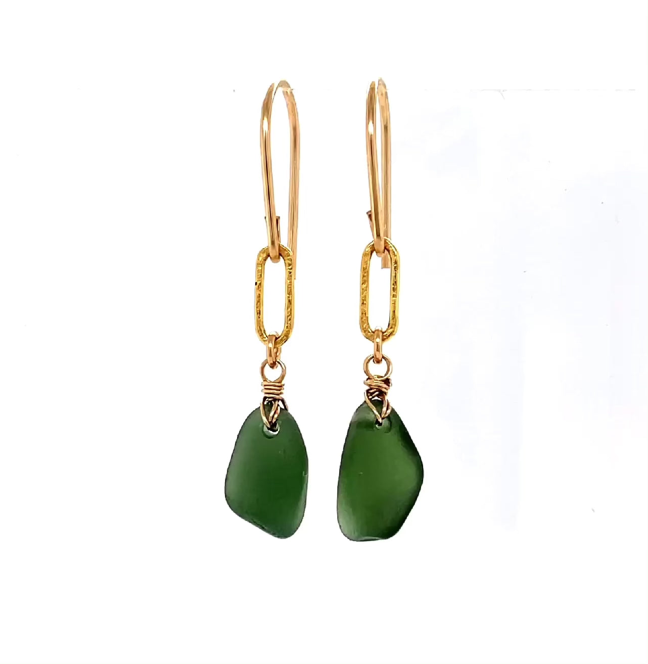 green beach glass earrings