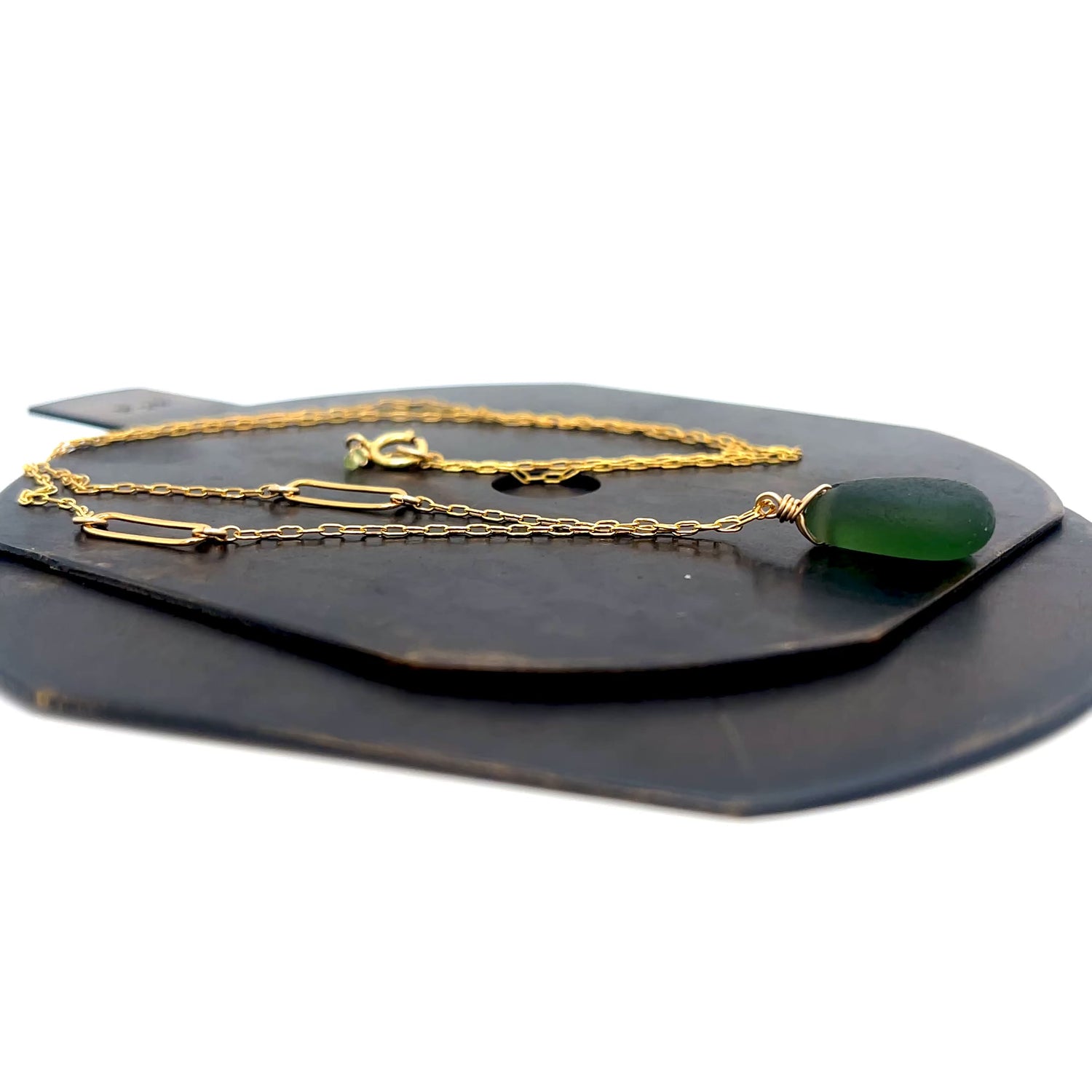 Coastal-inspired green sea glass necklace by Kriket Broadhurst
