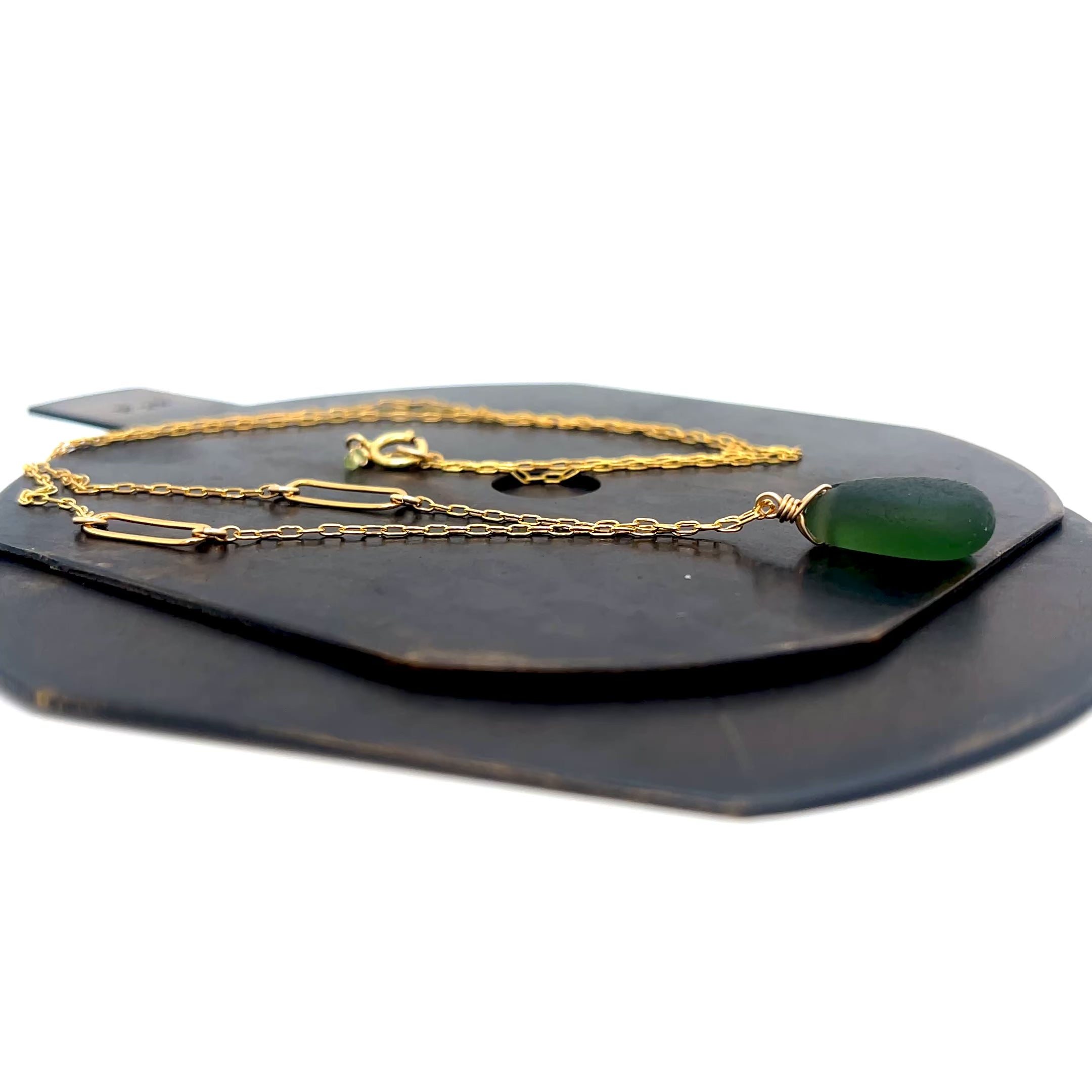 Coastal-inspired green sea glass necklace by Kriket Broadhurst