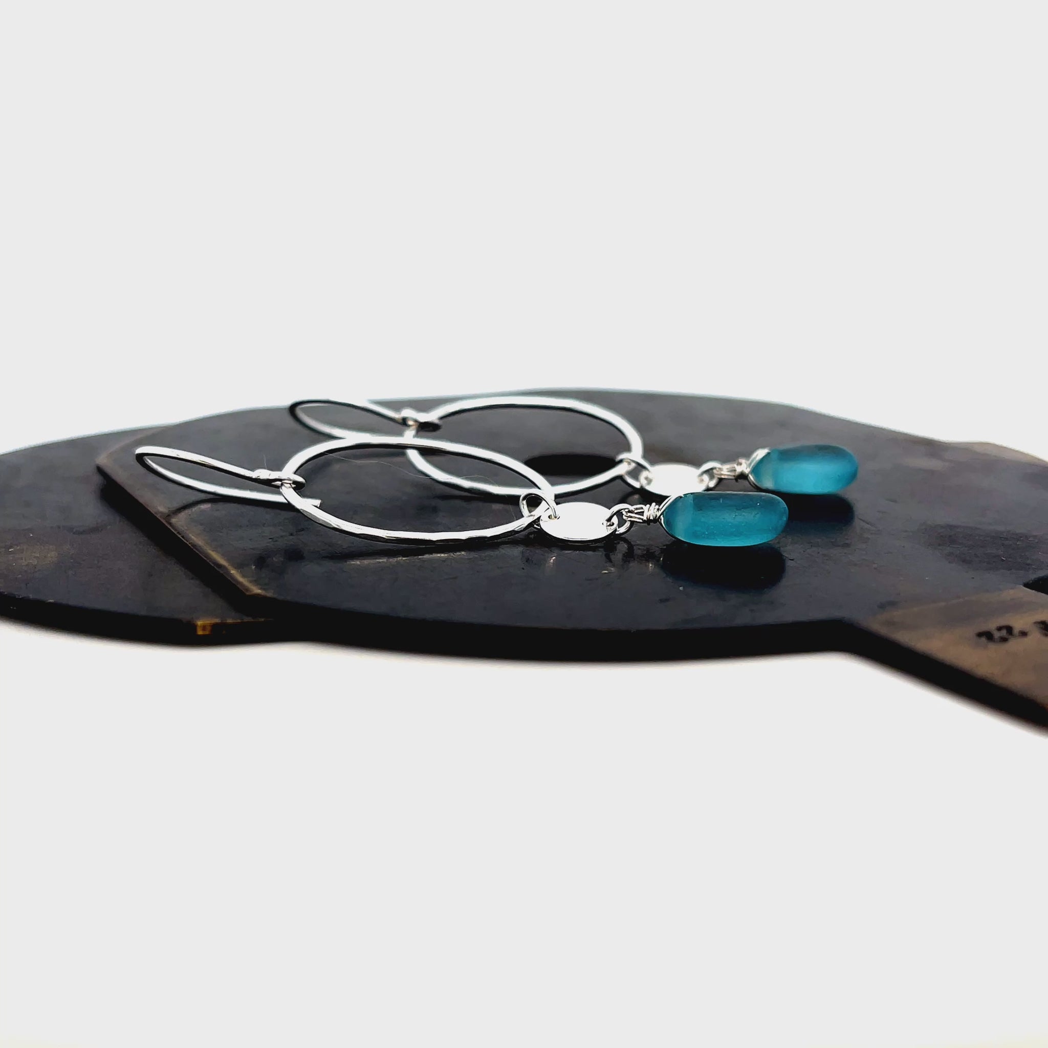 Coastal-inspired turquoise sea glass earrings by Kriket Broadhurst