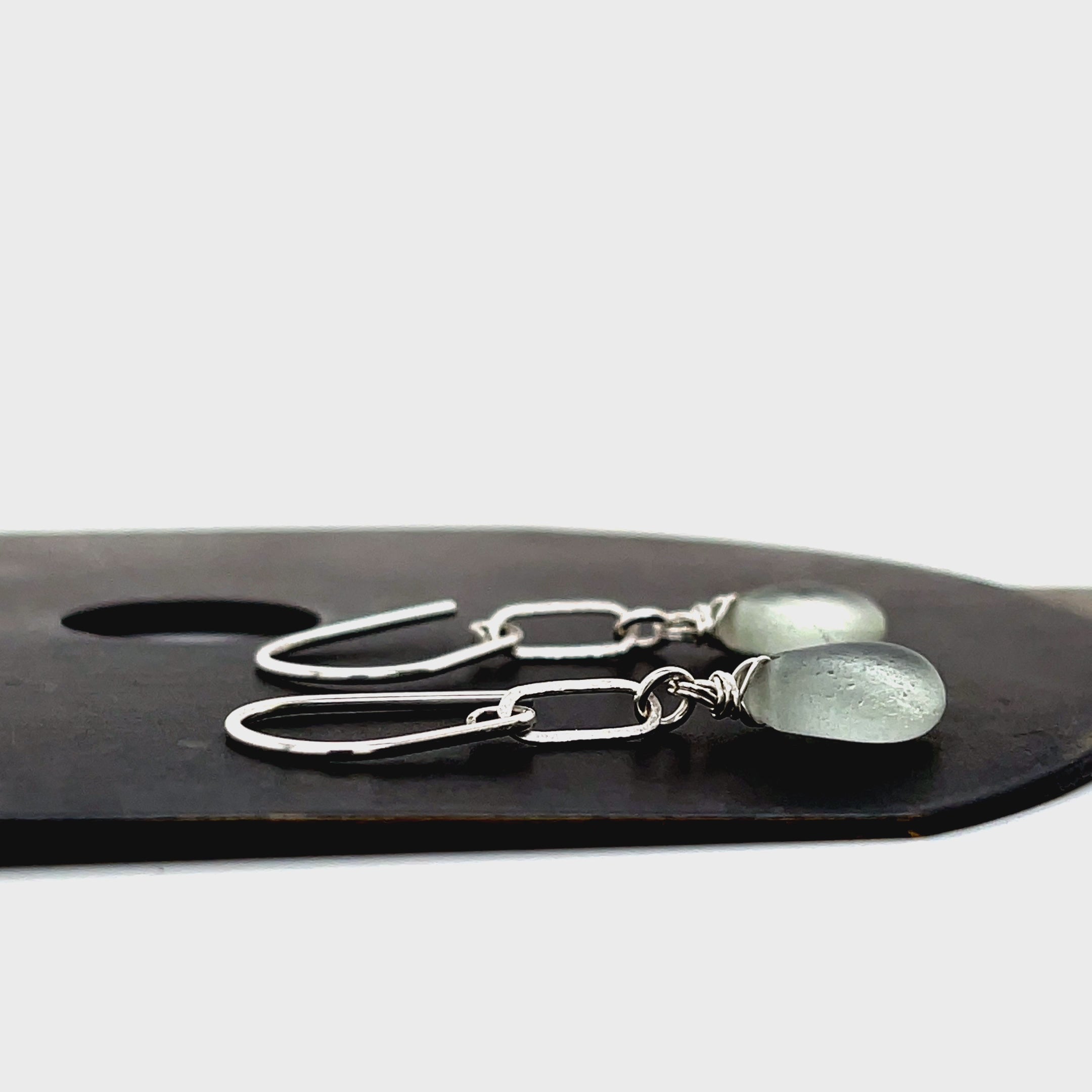 seaglass jewellery australia, handmade earrings silver, silver earrings online, rectangle earrings