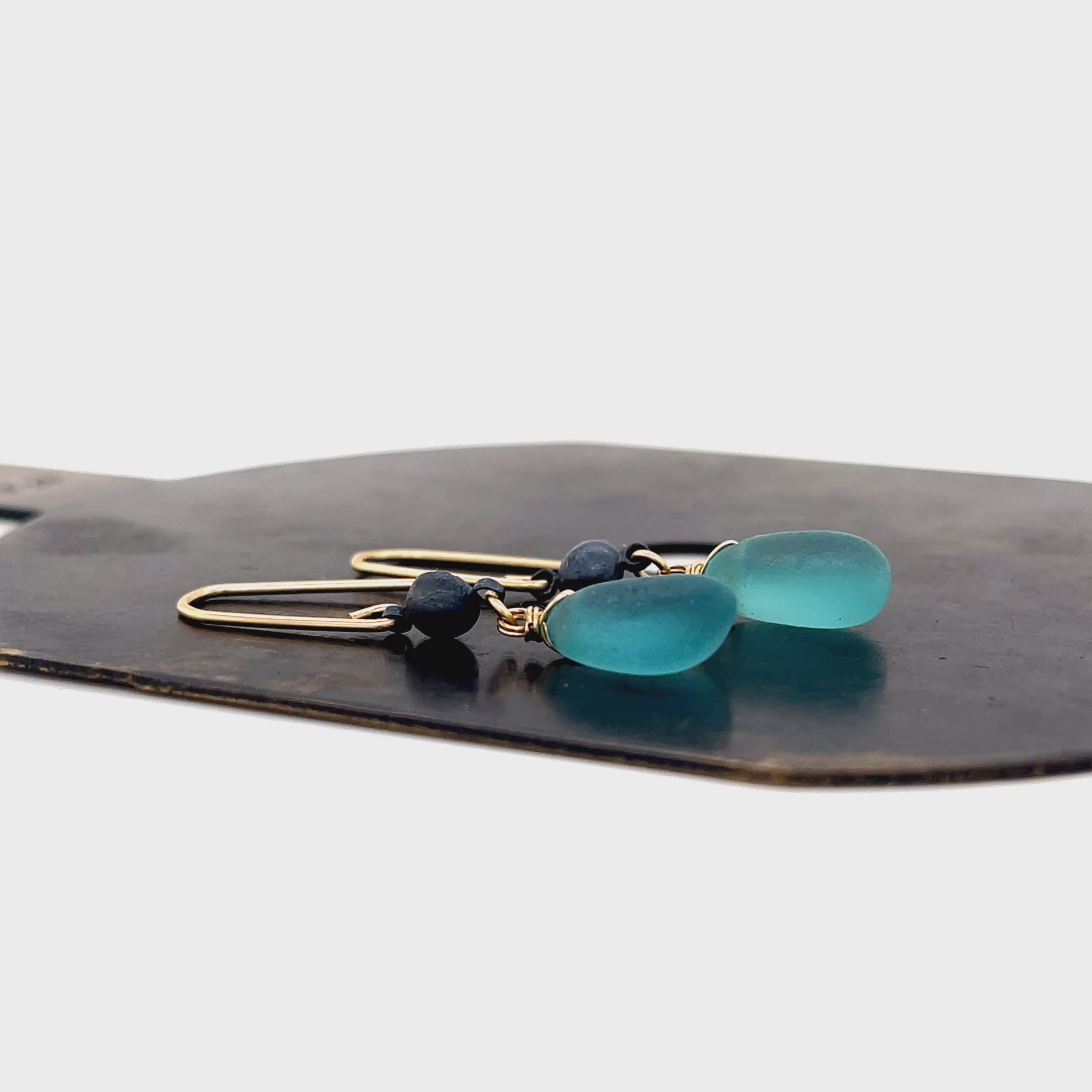 Coastal inspired turquoise sea glass chandelier earrings