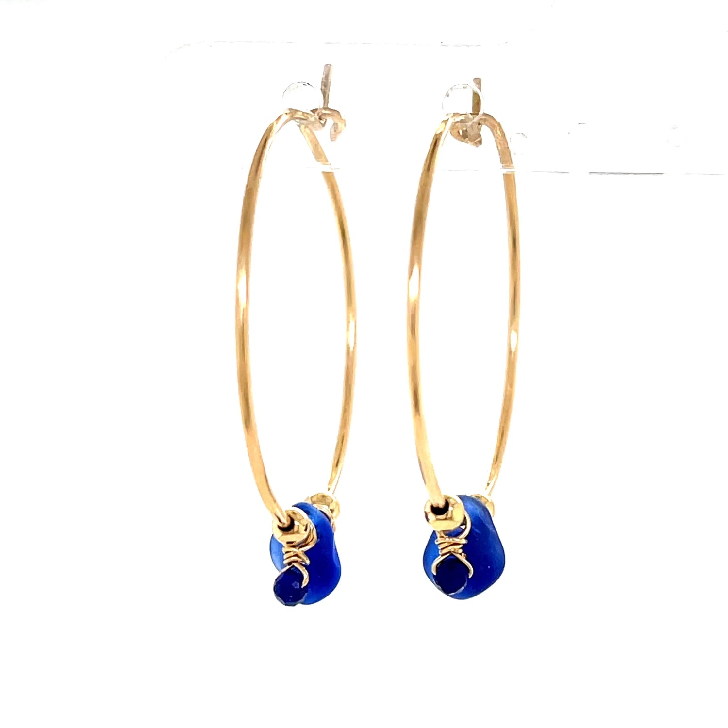 blue lapis lazuli hoop earrings