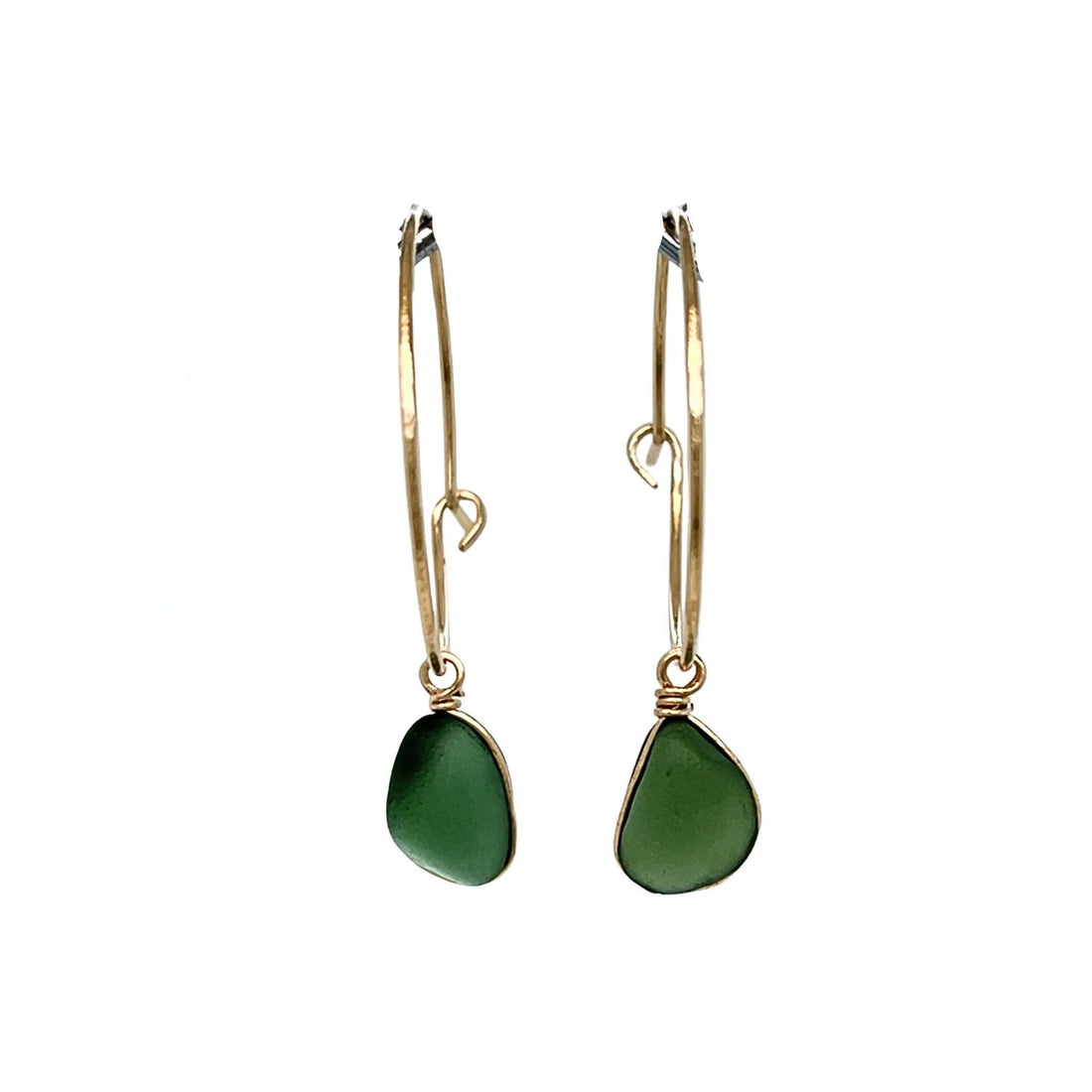 Handcrafted green sea glass earrings