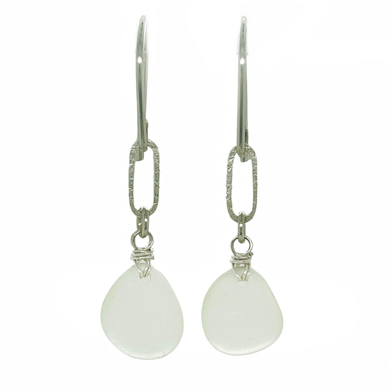 silver seafoam earrings, seaglass earrings australia, silver earrings