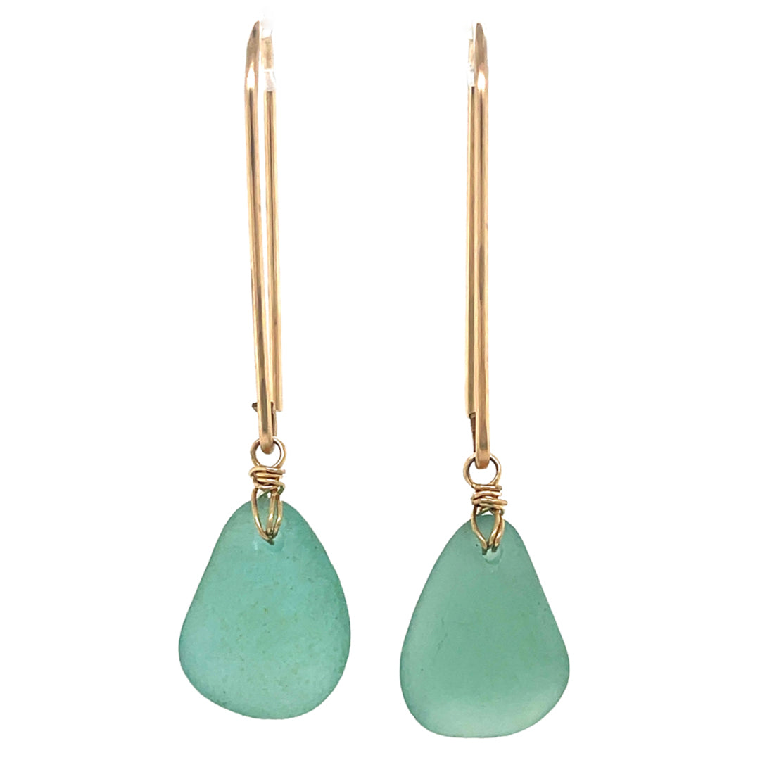 sea green sea glass earrings hanmade in australia