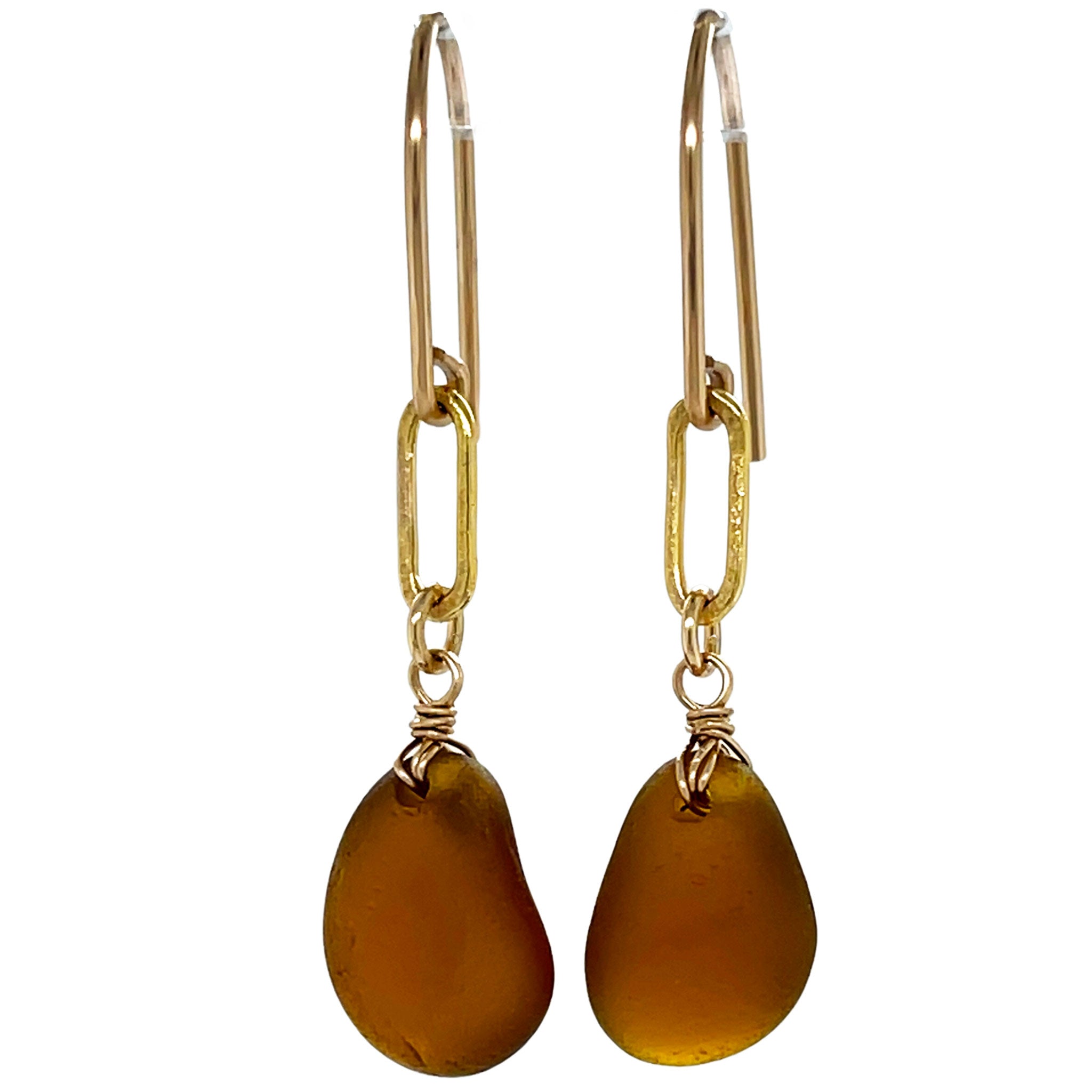amber gold drop earrings