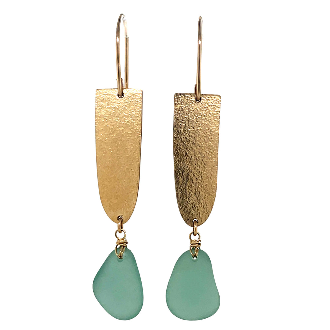 gold statement eaarrings sea glass earrings
