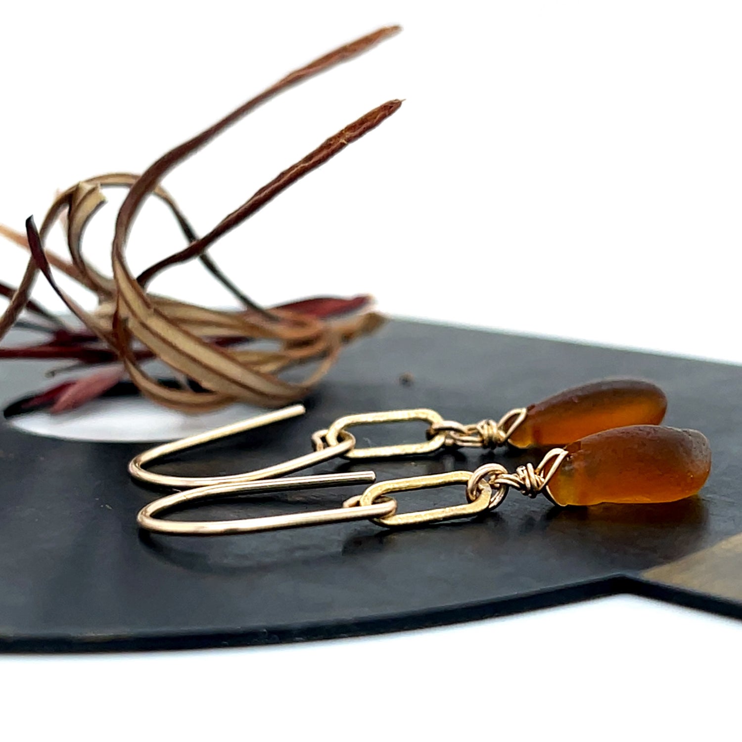 amber earrings gold