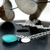 turquoise sea glass charm necklace