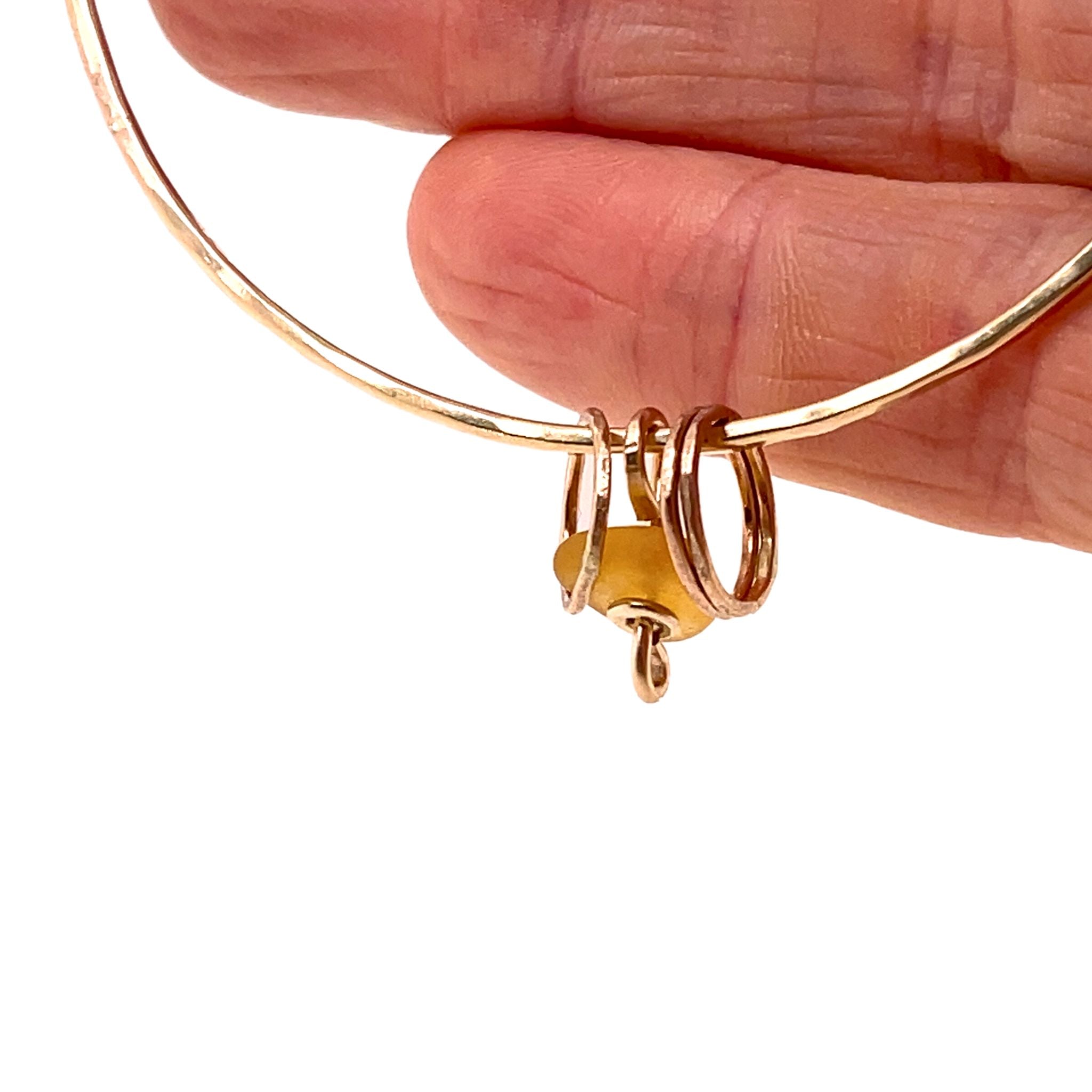stacking bangle gold sea glass best friend jewellery amber charms