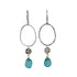 Turquoise sea glass chandelier earrings in sterling silver