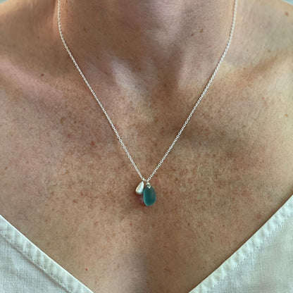 Handcrafted silver sea glass necklace