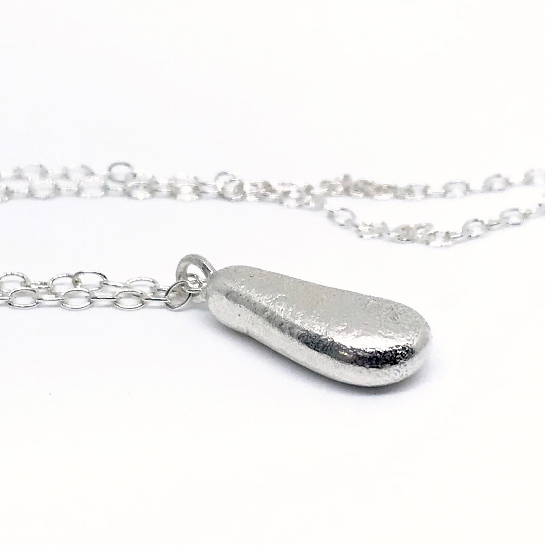 Long Silver Necklace with Seaglass Nugget Charm – Kriket Broadhurst jewellery