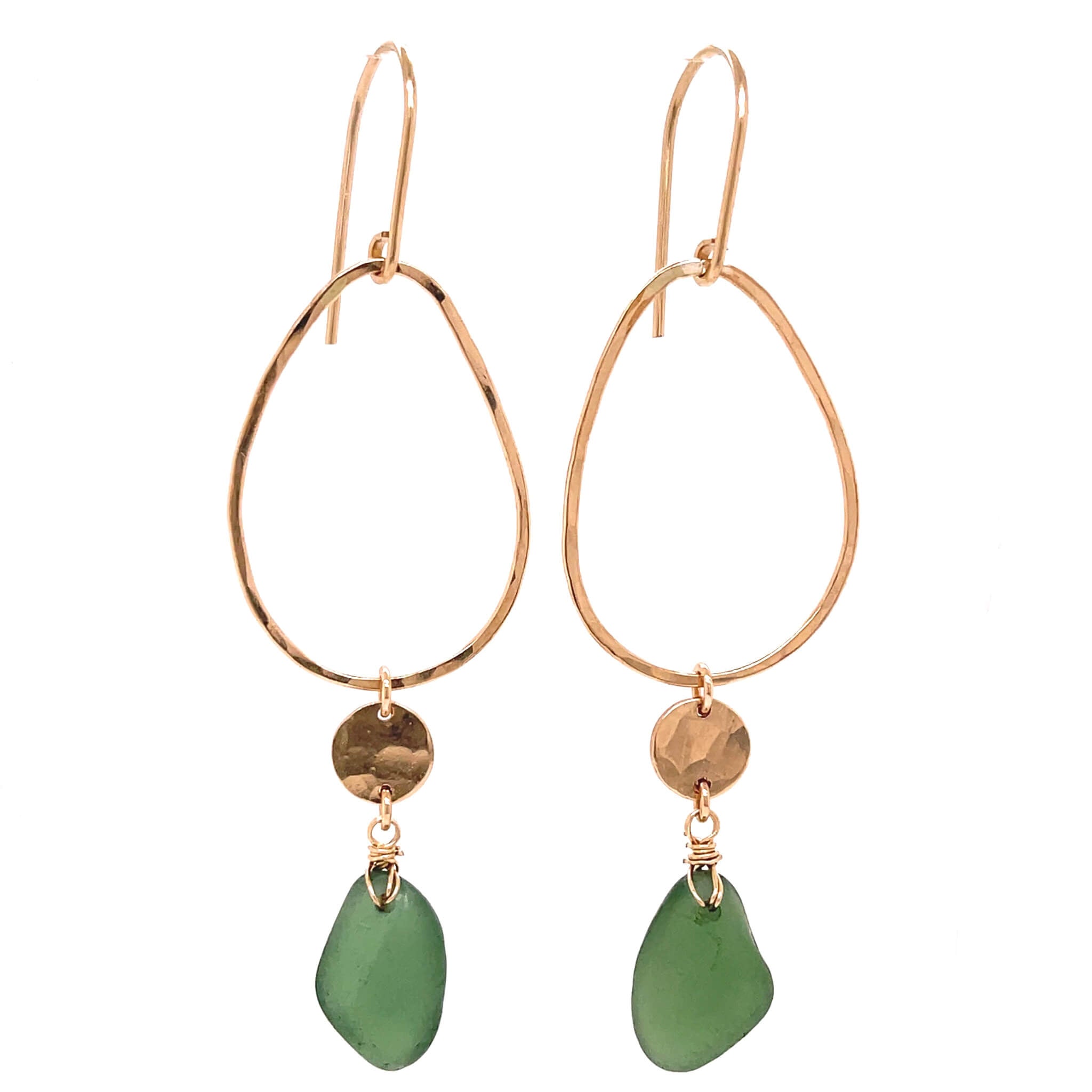 Green and gold statement earrings gold disc charm Kriket Broadhurst jewellery South East Queensland