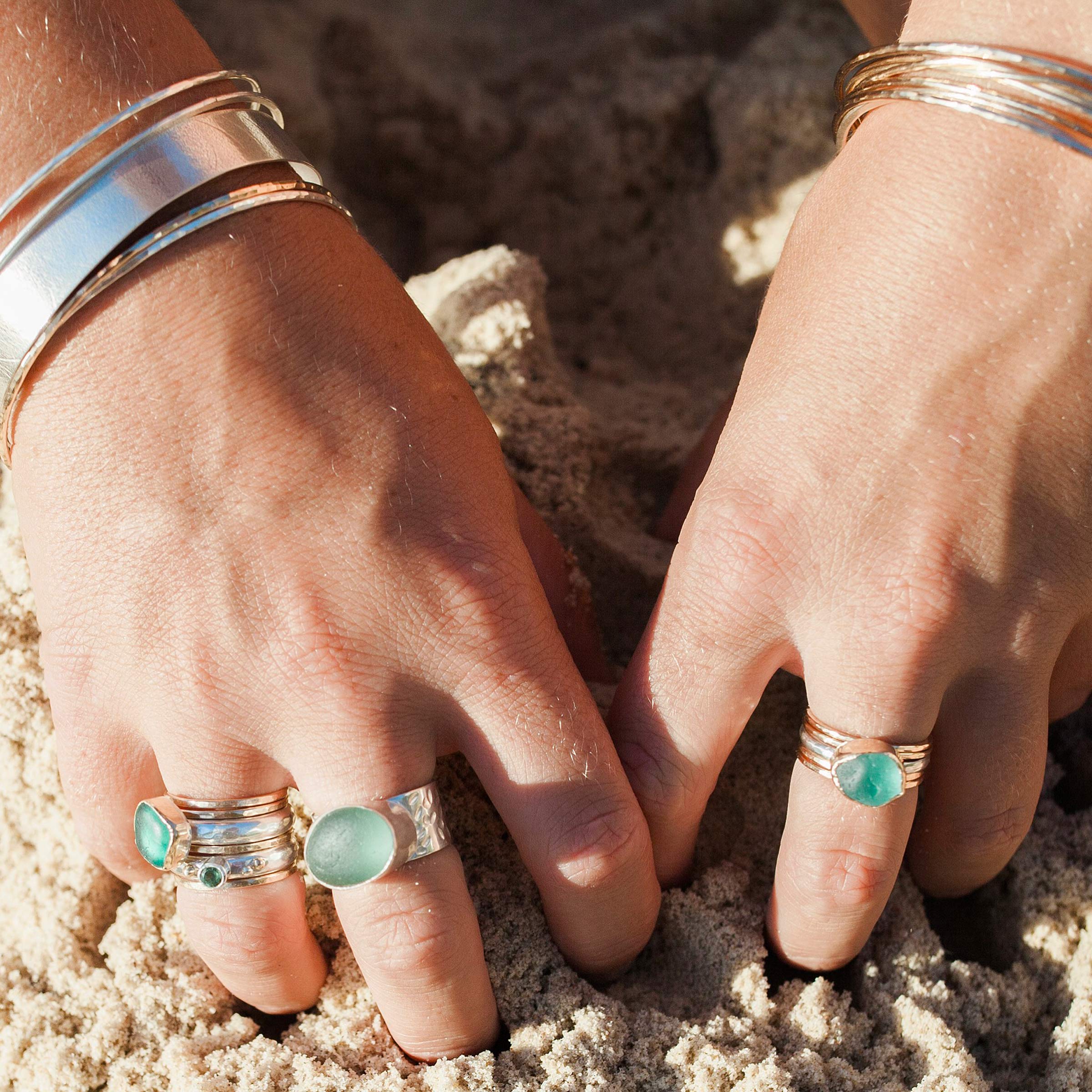 sea glass rings stacking rings beach wedding